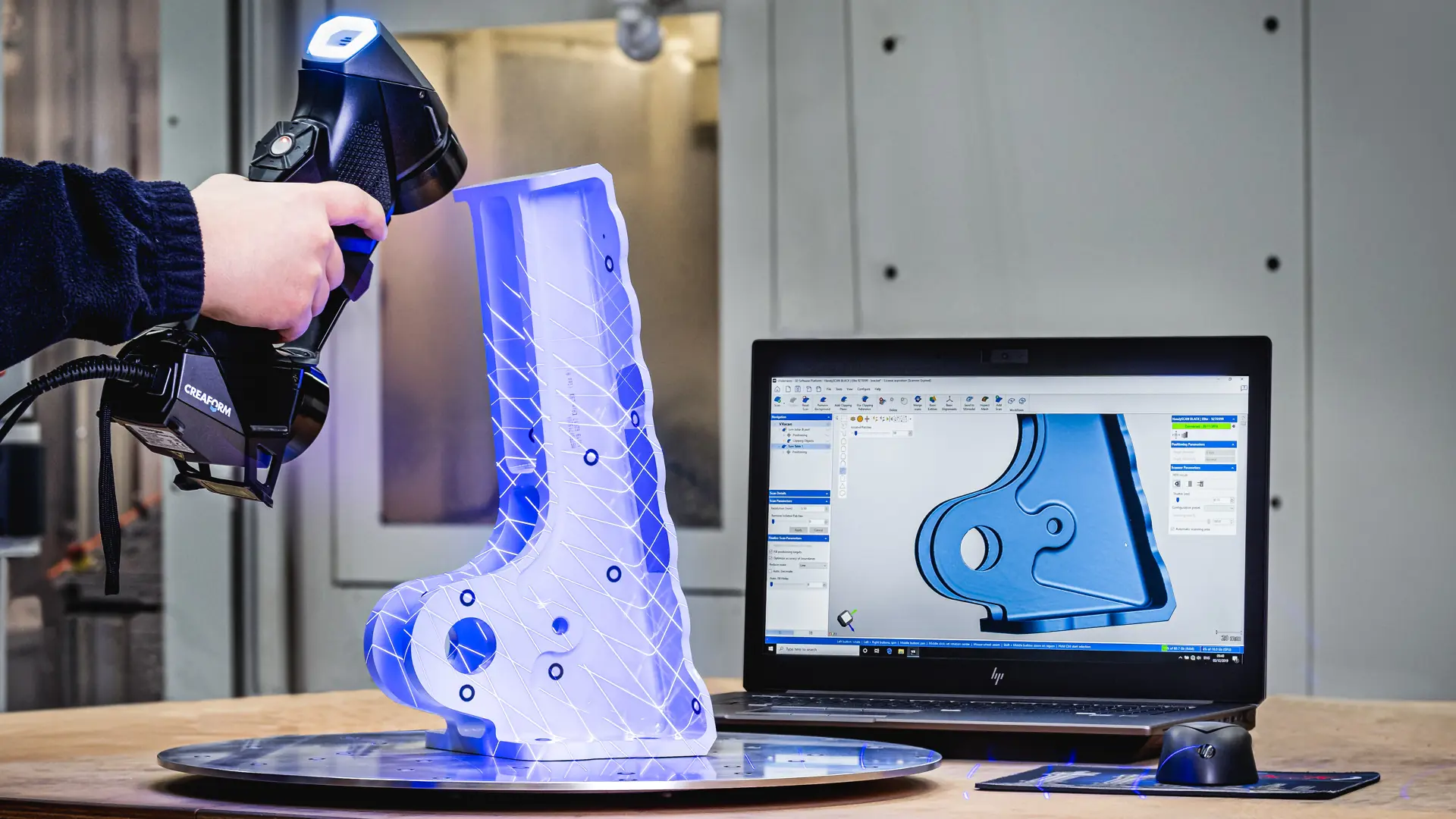 AIM ltd - A product being scanned with a laser and imported into laptop software