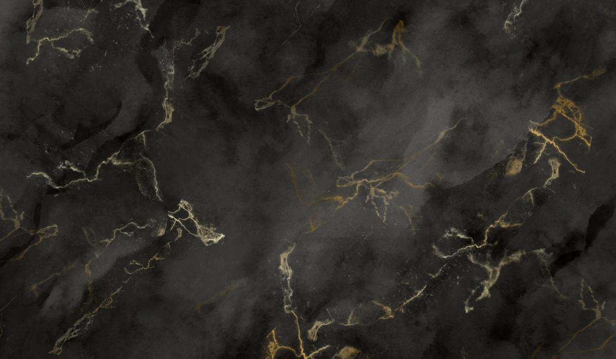 Lux Stone - An AI image of a darkgrey/black stone with gold veins marbling though out