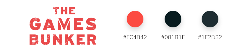 The Games Bunker - Existing Branding showing logo and brand colours of bright red and black