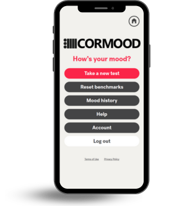 Corperformance - Tile insert - an iphone showing the home screen for the Cormood app