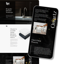 Lux Stone - Tile - A screenshot of the home page of the website with an insert of a mobile phone also showing the homepage on mobile view