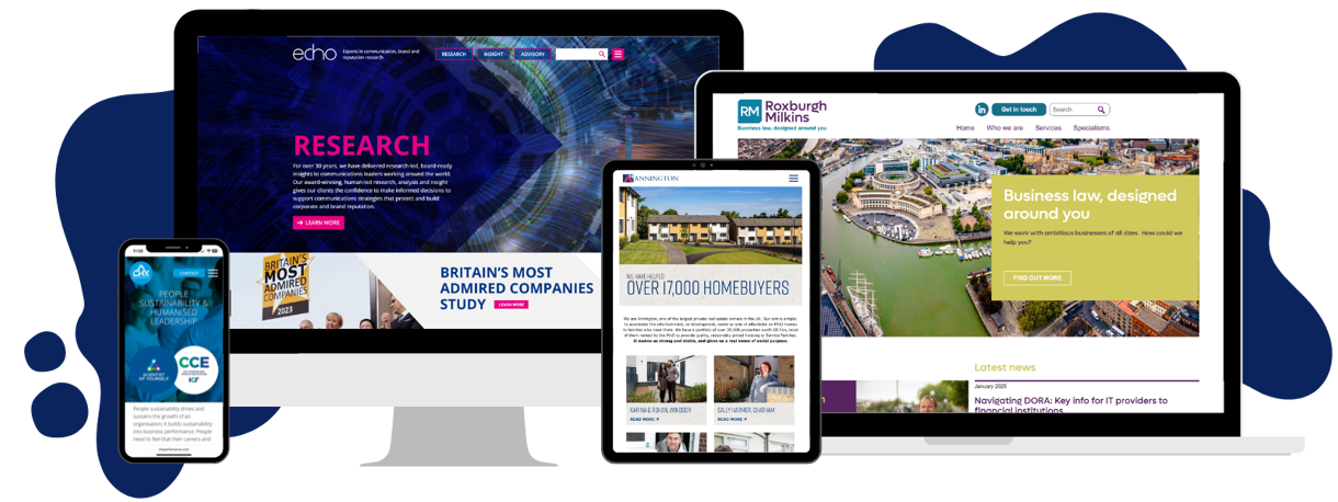 Our Services - Medium business examples on mobile, tablet, laptop and desktop